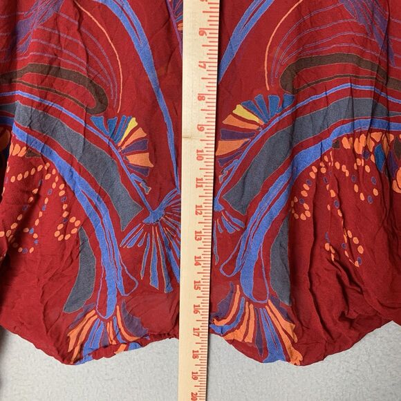 Free People Beneath The Sea Boho Pattern Wing Dolman Sleeve Blouse Red XS READ - Picture 8 of 8